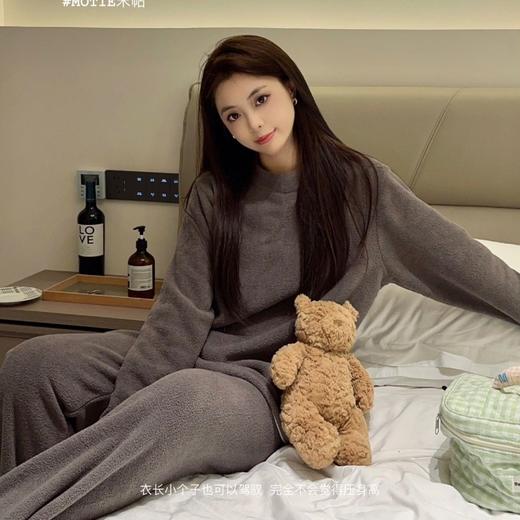 秋冬【云朵绒长袖睡衣】加厚轻柔套装 休闲女可外穿 长款家居服两件套 商品图0