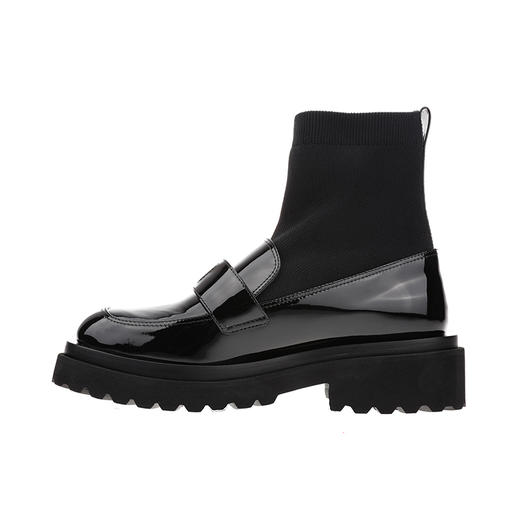 sheme新生系列进口牛漆皮厚底简约时尚女士袜靴可定制 商品图1