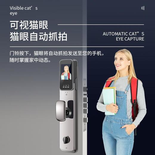 3D人脸识别防盗门锁家用密码锁可视猫眼监控智能锁全自动指纹锁 商品图2