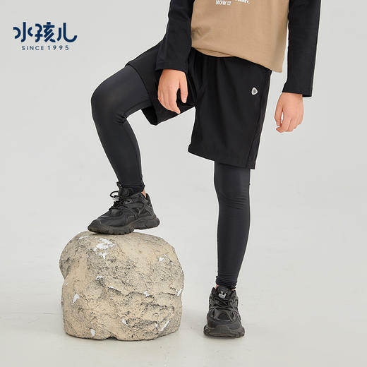 水孩儿童装男童训练运动裤舒适假两件弹力裤时尚简约打底裤子 商品图0