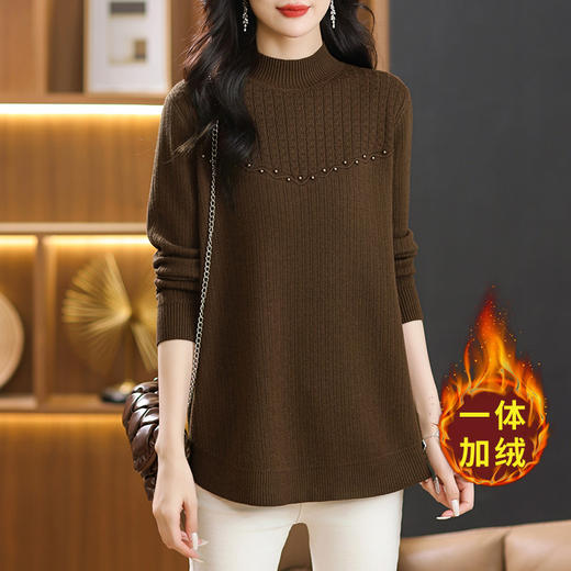 一体绒毛衣女中长款，内搭加绒加厚打底衫CC-38-526 商品图3