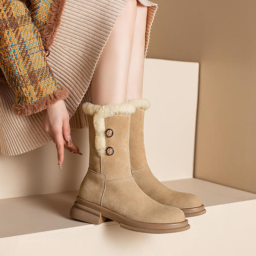 冬季保暖，羊羔毛厚底马丁靴XWJ-X180-20 商品图4