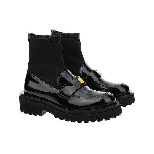 sheme新生系列进口牛漆皮厚底简约时尚女士袜靴可定制 商品图5