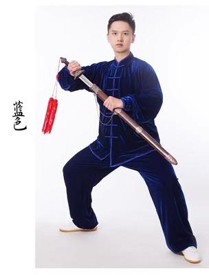 A6689太极服女新款2023秋冬季加厚保暖金丝绒太极拳练功服 商品图2