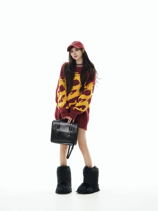 秋冬新款实拍宽松情侣版龙年提花圆领针织毛衣 商品图2