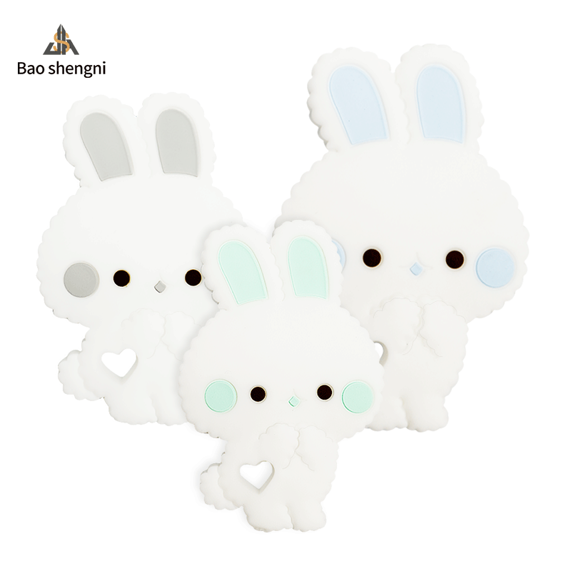 【美国FDA认证，宝宝放心啃咬！】新款硅胶婴儿牙胶母婴用品，滴胶兔子硅胶宝宝咬咬乐磨牙棒磨牙器，贴心设计也美观，不易粘毛，沾灰尘，容易清理清洁！