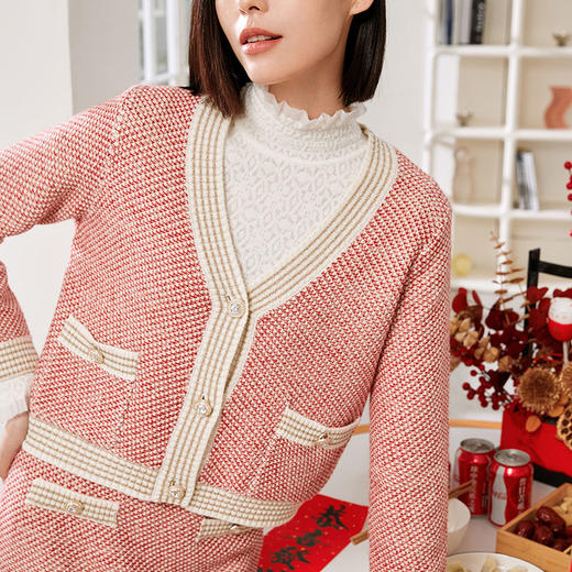 玳莎小香风羊毛针织套装女2023年冬季新款优雅高级氛围感毛衣开衫  DD33316/DD34303 商品图3