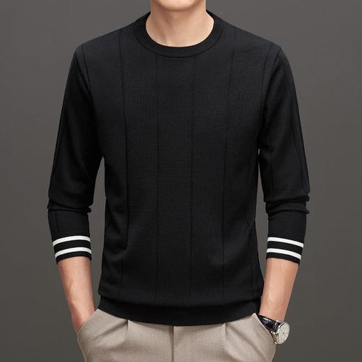 羊毛混纺秋冬季针织衫男式中年新款简约休闲圆领毛衣百搭潮流打底衫男 商品图2