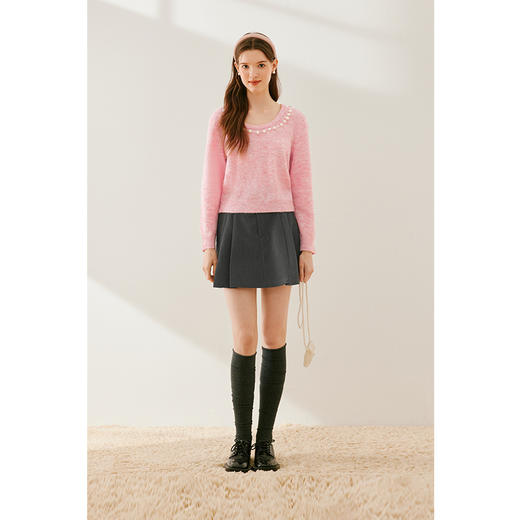 【严选】诗凡黎冬基础领口珍珠装饰针织衫SEC131521 商品图2