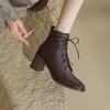 粗跟棕色中跟，方头瘦瘦靴英伦风短靴MBJR-639 商品缩略图2