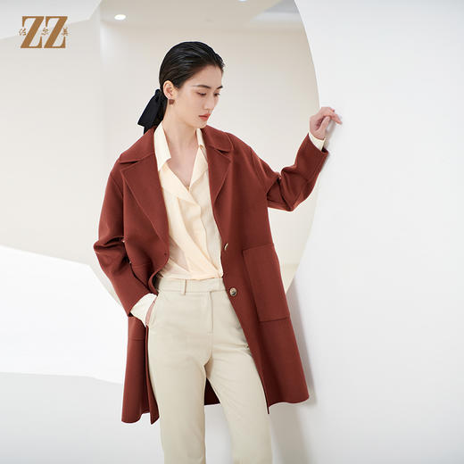 佐尔美冬季新款 气质时尚95%绵羊毛双面呢大衣女E34SM36 商品图2
