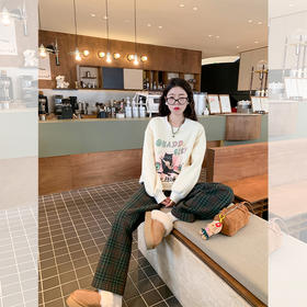 <曾小咸推荐> 杏色猫咪印花卫衣