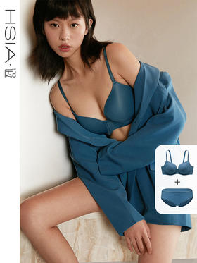 【小青提套装】遐无痕内衣女夏季薄款时尚新光面全罩杯大胸显小文胸套装