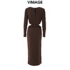 VIMAGE纬漫纪冬季新款舒适露腰显瘦连衣裙V2077601 商品缩略图1