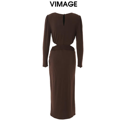VIMAGE纬漫纪冬季新款舒适露腰显瘦连衣裙V2077601 商品图1