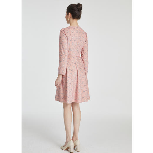 司歌冬长袖连衣裙圆领印花灯芯绒收腰A881295 商品图2