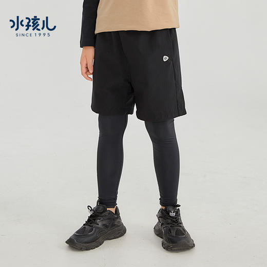 水孩儿童装男童训练运动裤舒适假两件弹力裤时尚简约打底裤子 商品图1