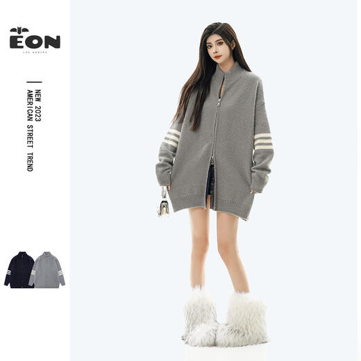 【服饰专场】秋冬新款实拍宽松情侣版开衫针织毛衣 商品图0