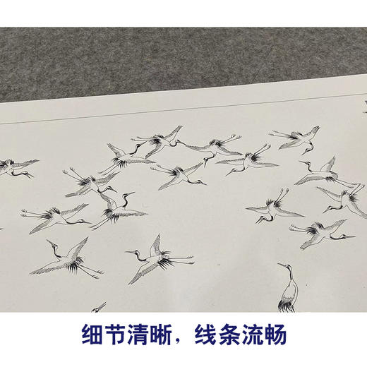 【大彩图】赵佶横幅工笔画白描底稿《瑞鹤图(全卷)》临摹勾线高清打印稿A622 商品图4