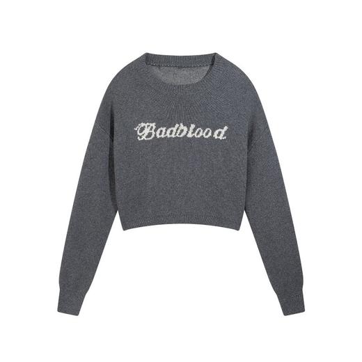 秋冬字母刺绣短款毛衣女款休闲运动辣妹上衣 商品图5