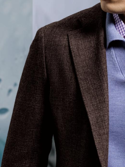 Stylbiella 羊毛蚕丝埃及棉混织褐色全麻衬单西 商品图1