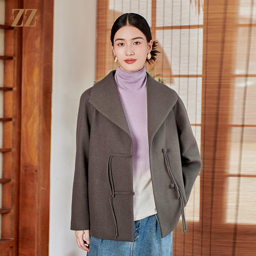 佐尔美冬季新款 浪漫国风时髦流苏简约盘扣羊毛大衣女E34ZD30 商品图0