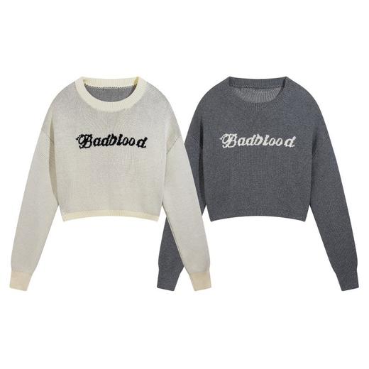 秋冬字母刺绣短款毛衣女款休闲运动辣妹上衣 商品图4