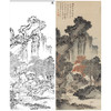 【大彩图】傅儒工笔画白描底稿《丛林遇雨图》临摹勾线高清打印稿A646 商品缩略图0