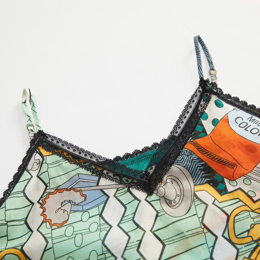 谜底内搭上衣女2024夏季新款纯棉印花蕾丝花边V领细吊带246MN8002 商品图3