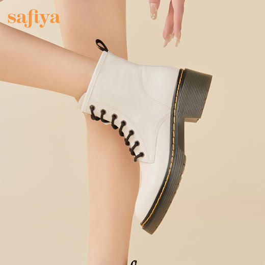 Safiya/索菲娅2023新品机车风英伦绑带马丁靴 SF34116058 商品图3