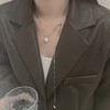Oflye潮流饰品 天然贝母黑白圆形双面几何吊坠时尚抽拉设计长款项链 商品缩略图1