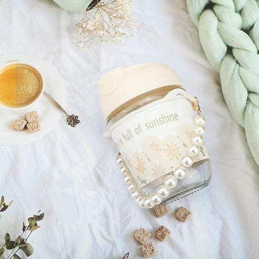 水杯女手提珍珠杯伴手礼郁金香杯子便携牛奶咖啡杯玻璃礼品吸管杯 商品图3