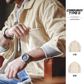 工装优选 美式复古灯芯绒二代夹克type2阿美咔叽翻领米白外套男秋