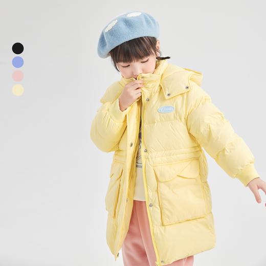 笛莎DESHA童装女童2023冬季新款蓄热收腰工装时尚长款羽绒服 商品图5