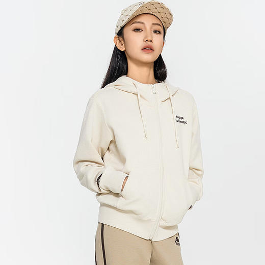 卡帕（Kappa）开身帽衫2024新款女运动卫衣字母休闲长袖外套K0E22MK70 商品图2