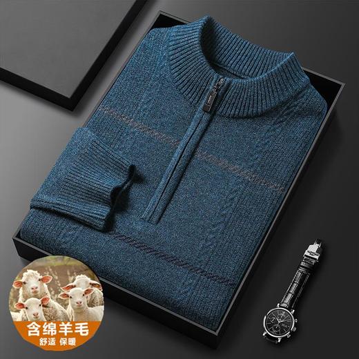 羊毛混纺加厚针织衫毛衣秋冬季新款立领拉链休闲百搭保暖羊毛衫男 商品图1