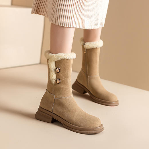 冬季保暖，羊羔毛厚底马丁靴XWJ-X180-20 商品图1