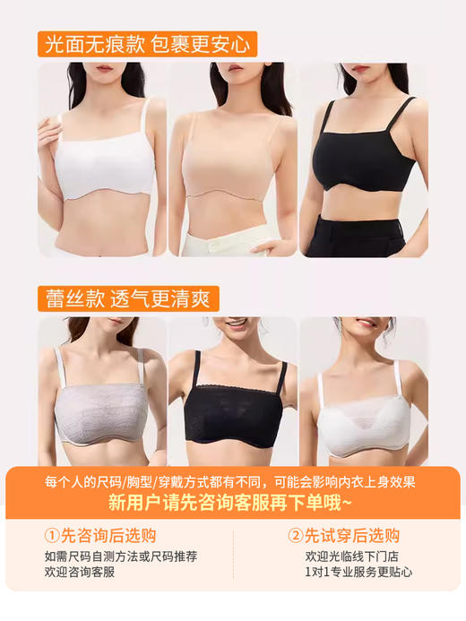 奶糖派大杯文胸独白无痕抹胸大胸显小聚拢防下垂防走光内搭内衣女 商品图3