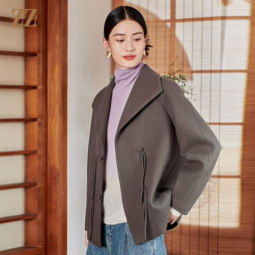 佐尔美冬季新款 浪漫国风时髦流苏简约盘扣羊毛大衣女E34ZD30 商品图2