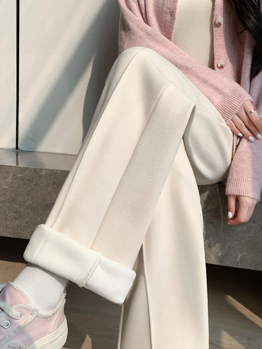 秋冬加绒【垂感糯米阔腿裤】高腰显瘦 百搭直筒长裤 加厚休闲裤 商品图4