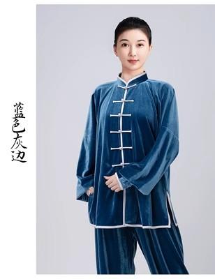 A6689太极服女新款2023秋冬季加厚保暖金丝绒太极拳练功服 商品图1