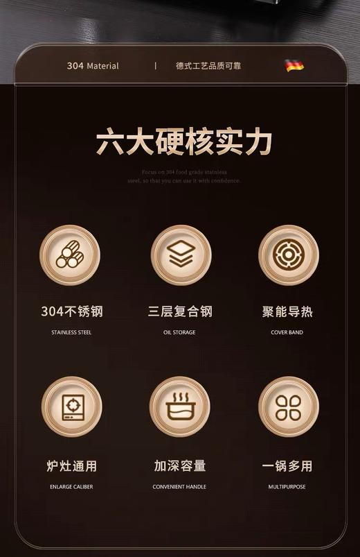 戴德生活馆304不锈钢特厚汤锅蒸锅 商品图2