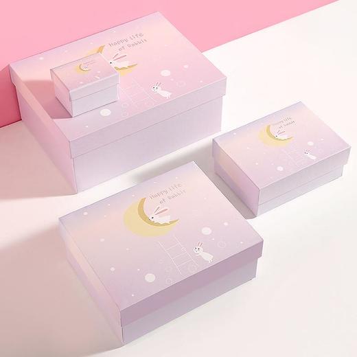 月兔渐变粉精美礼物通用包装盒长方形天地盖纸盒节日伴手送礼盒子 商品图3