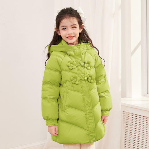 笛莎DESHA童装女童羽绒服2023冬季三防立体新款时尚长款羽绒服 商品图7