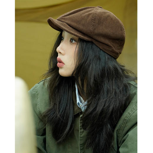 秋冬【灯芯绒贝雷帽】日系街头前进帽女 潮牌纯色百搭 复古画家帽 商品图0