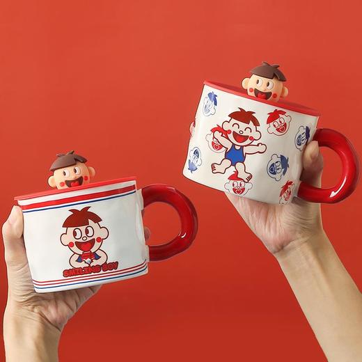 卡通旺仔马克杯创意大容量陶瓷杯高颜值女生早餐牛奶杯伴手礼水杯 商品图0