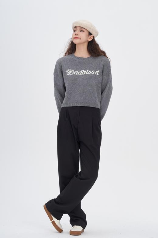 秋冬字母刺绣短款毛衣女款休闲运动辣妹上衣 商品图3