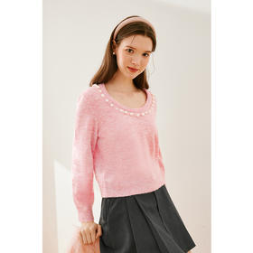 【严选】诗凡黎冬基础领口珍珠装饰针织衫SEC131521