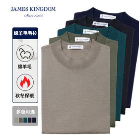 【专柜 100%纯绵羊毛】占姆士男士秋冬新品纯绵羊毛圆领套头毛衣轻柔贴肤毛衫  一款5色