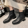 ZHR短靴女2023新款秋冬法式休闲时尚百搭粗跟显瘦厚底马丁靴 商品缩略图1